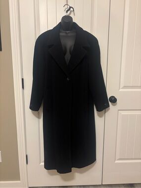 Vintage Julia Klein 100% Wool Black Maxi Coat Size 14 Oversize Fit